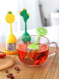 1入創意矽膠茶隔,可愛的西瓜/檸檬/鳳梨設計,不鏽鋼過濾器泡茶器,耐高溫茶包球
