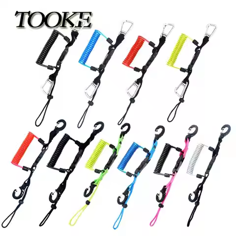 Scuba Diving Snappy Coil Springs Camera Lanyard Spiral With Ring Dive For Underwater Housing Flashli