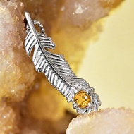 十一月誕生石 天然黃水晶 18K金925銀 閃耀羽毛項鍊