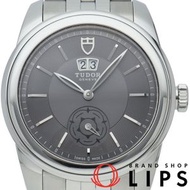 二手 Tudor Glamour 雙日曆腕錶，42 毫米，57000，含保修，不鏽鋼男士腕錶，灰色，拋光，狀況極佳。