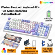 XUNFOX K94 Wireless Bluetooth 94% rubber keyboard Two-mode 2.4Ghz/Bluetooth Rotary button Rainbow li