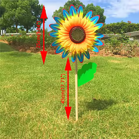 Colorful Sunflower Windmill Wind Turbine For Lawn Garden Party Decoration Outdoor Camping Picnic Gar