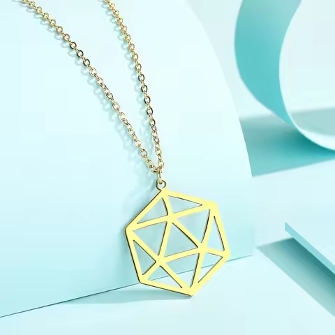 Kinitial exquisite stainless steel Geometric Dice Necklace D20 Necklace Polyhedral Dice Charm jewelr