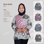 Blouse Batik Wanita Motif Kombinasi Lengan Panjang- Naira Batik