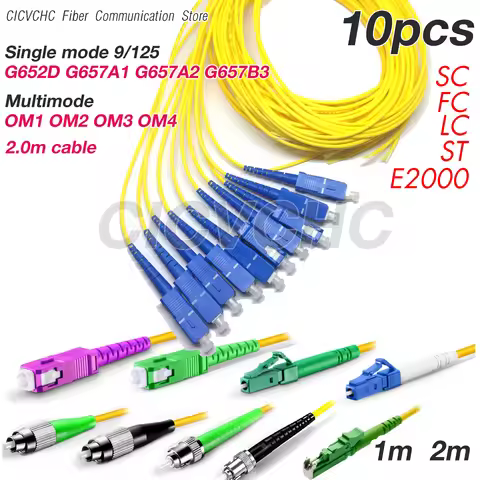 10pcs SC LC FC ST E2000 Optical Fiber Pigtail SM, Multimode G652D G657A1 G657A2, G657B3, OM1, OM2, O