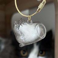 Cat Fur Keepsake Capsule Pendant, Cat Hair Storage Bottle,Fur-Ever Loved Cat Hair Memorial Pendant, 