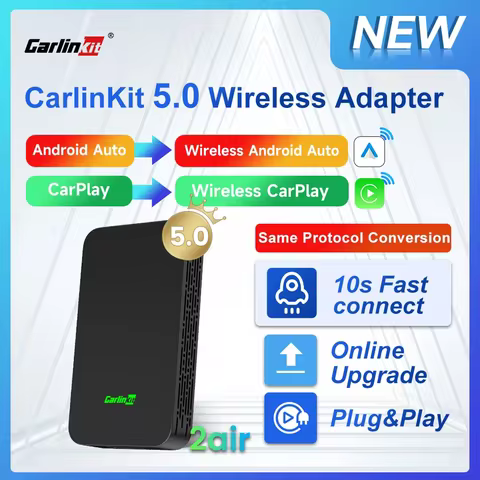CarlinKit 5.0 2air & CarlinKit 4.0 CP2A Wireless Android Auto &CarPlay Wireless Adapter 2.4G&5.8Ghz 