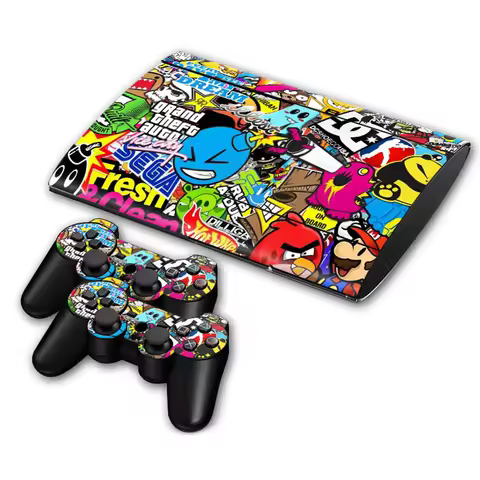 Graffiti Design Skin Sticker Decal Cover for PS3 Slim 4000 Console and Controllers For PS3 Slim 4000