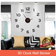 DIY Acrylic Wall Clock 3D Design Large Mirror Sticker Jam Dinding Hiasan Rumah