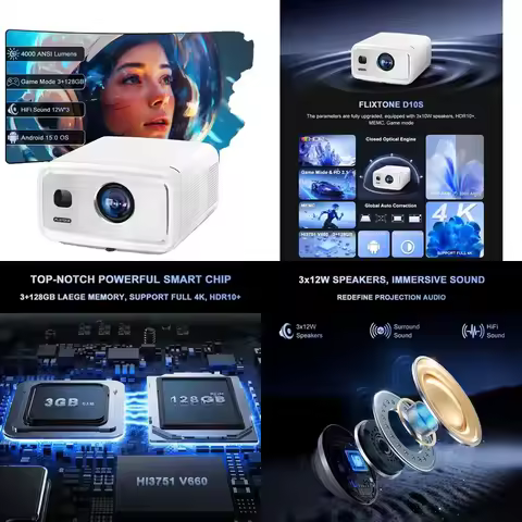 for Flixtone D10S Projector 1080P Supporting 4K with V660 Chip MEMC Auto Focus