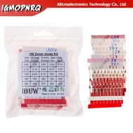 250PCS 25Values 1W Zener Diode Kit 3.0V-33V DO-41 for Voltage Regulation Electronic Projects