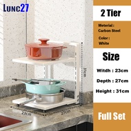 High quality 2/3/4 Tiers Adjustable Pot and Pan Rack Organizer Rak Bawah Sinki Under Sink Kitchen Storage Shelf Pot Holder