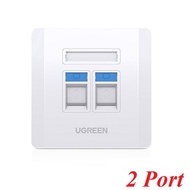 Ugreen 80182 RJ45 RJ11 white wall-mounted network mask with 1 network port and 1 square phone 86x86 