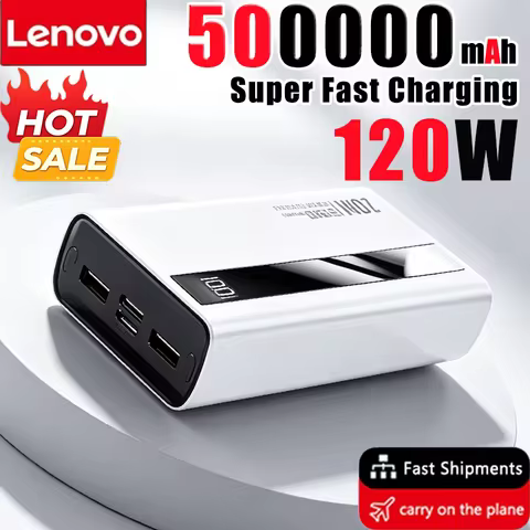 Lenovo 120W Fast Charge Power Bank 500000mAh Large Capacity External Battery Pack for iPhone Samsung