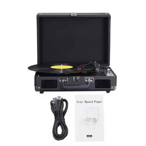 Vintage Vinyl Record Player BT Phonograph USB Recording 33/45/78RPM Support for 7/10/12inch Vinyl Re
