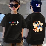 【220G 100%Cotton】NELLY Disney Mickey Mouse T-Shirt Kids Short Sleeve Fashion Boys Girls 3-13 Years