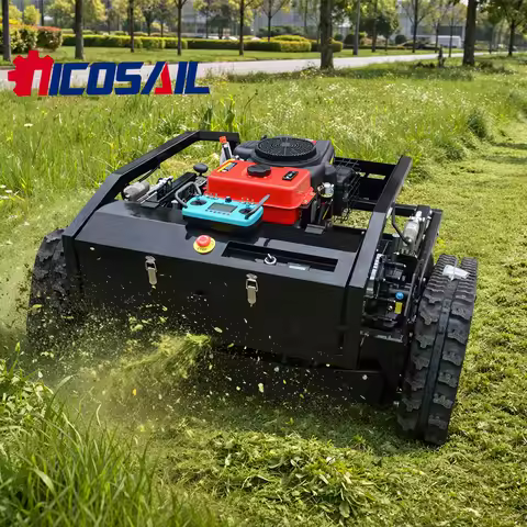Custom-designed lightweight remote-controlled lawnmower with a 1000mm mowing width CE certified suit