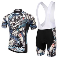 Ready Stock New Style Short Sleeve riding Cycling Jersey with Blue Bike Bib Shorts bib set cycling j