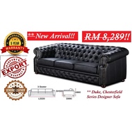DUKE  3 Seater Chesterfield Series Designer  GENUINE COW LEATHER, H/L, SOFA Set, RM 8,289 SAVE 35%