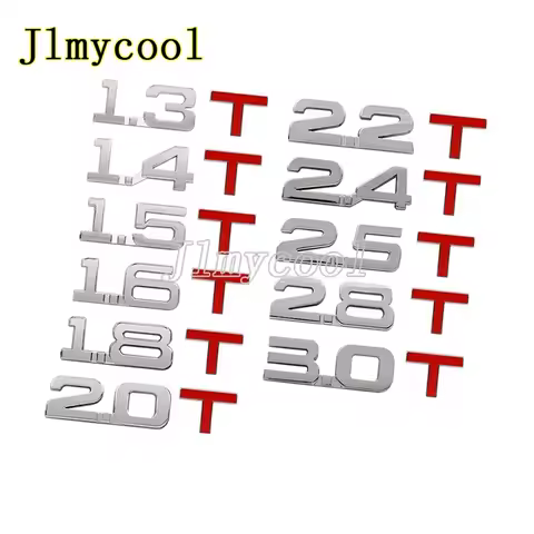 3D Metal Car Trunk Engine Displacement Emblem Badge Decal Stickers 1.3T 1.4T 1.5T 1.6T 1.8T 2.0T 2.2