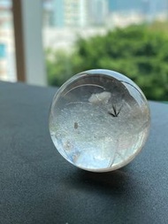 方解石共生白水晶球