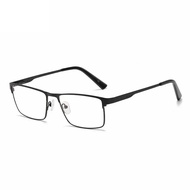 Retro Metal Full Frame Oversize Reading Glasses Men Anti Blue Light Square Presbyopia Eyeglasses +0.