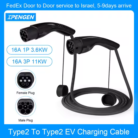 IPENGEN 16A 3.6kW/11kW Type to Type2 EV Charging Cable IEC 62196-2 Charger For Electric Vehicles PHE