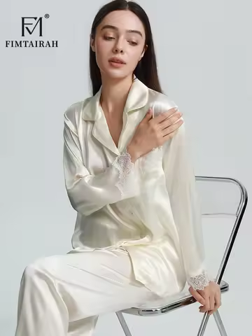 Fimtairah 6A 19MM 100% Silk Pajamas Women's Home Wear 2024 new sleep spring autumn summer 100% mulbe
