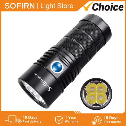 Sofirn SP36 Pro 8000lm Powerful LED Flashlight 4*SST40 USB C Rechargeable 18650 Torch