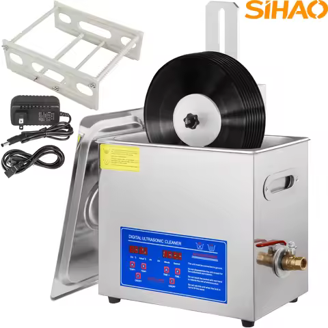 SIHAO Ultrasonic Vinyl Cleaner 2.85-6L 7-12 Inch Knob Control 8 Records Ultrasonic Vinyl Cleaning Ma