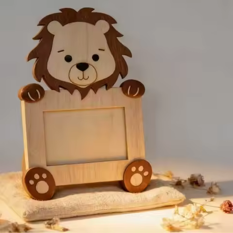 Photo Collection Cartoon Animal Shape Frame Handmade Cute Wooden Photo Frame 2D Photo Album Frame Ph