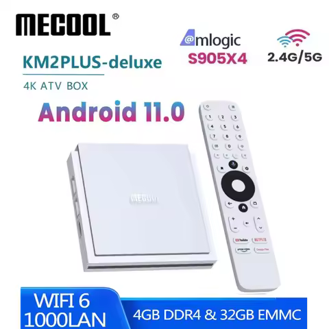 MECOOL KM2 PLUS DELUXE 4K Android 11 Certified TV BOX Google TV D0by Atm0s DDR4 4GB 32GB 1000M LAN W