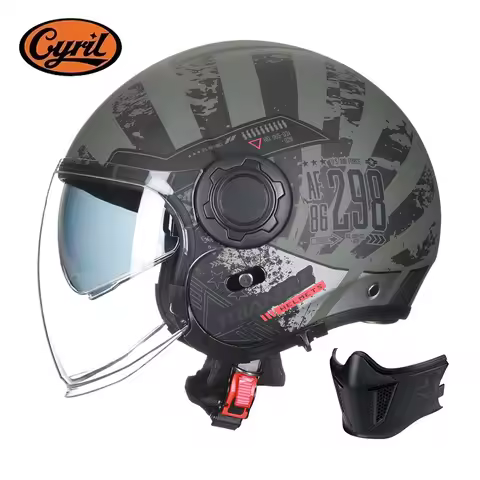 Dual Visors Modular Motorcycle Helmet Retro Flip Up Open Face Adult Electric Scooter Helmet for Men 