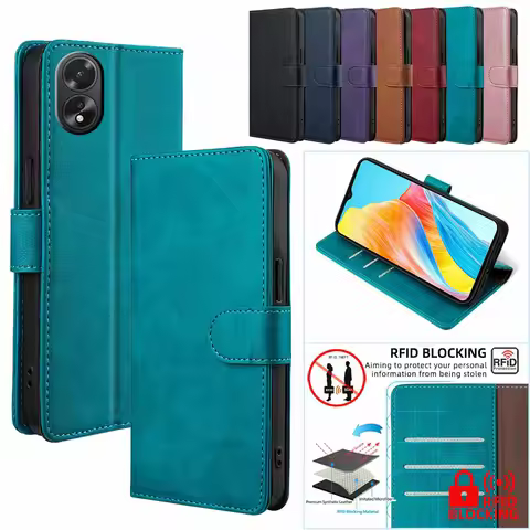 Coin purses Flip Phone Case Cover For OPPO A18 A17 A17K A16 A16S A15 A15S oppo A35 A9 A9X Leather Ki