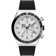 Q Timex GMT Chronograph 40mm Rubber Watch - Stainless Steel/White (TW2V70100)
