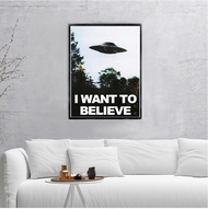 I WANT TO BELIEVE - The X Files Art  Or Canvas UFO TV Series Print Canvas Painting Decorative Pictur