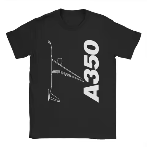 Airbus A350 Top View Cotton T Shirt For Men's Summer Classic T Shirts Crewneck Harajuku Tees Plus Si