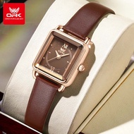 OPK Jam Tangan Perempuan Original Waterproof Quartz Leather Casual Vintage Black Watch Women 8177