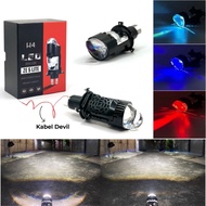Epicracing - ZE 5 Lite Blue Lens H4 Projector Headlight with Devil Eye Plus Full Aluminum Cooling Fa