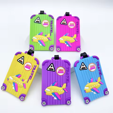 Creative Aircraft Design PVC Luggage Tag Multi Color Airport Travel Essential Loss Prevention Hangin