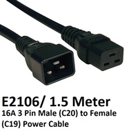 1.5 Meter 16A 3 Pin Male (C20) to Female (C19) Power Cable - E2106/1.5M