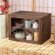 Solid Wood Lattice Free Wood Floor Bookcase Glass Door Anti-dust Locker Combination Single Storage 9