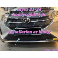 MYVI 2021-2024 FRONT ADD ON GRILL HONEYCOMB WITH INSTALLATION ONLY   （ KLANG AREA ）