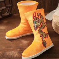 Ancient Costume Shoes Dragon Pattern Boots Men Women Official Boots Opera Shoes Performance Shoes An
