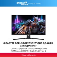GIGABYTE AORUS FO27Q5P 27" QD-OLED Gaming Monitor - 500Hz/0.03ms/HDM/DisplayPort/Type-C