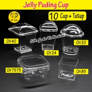 [10 Pcs] Jelly Cup + Lid Pudding Cup Glass/ CH 7575 CH 40 CH 24 CH 20 Round Box 160ml 200 ML