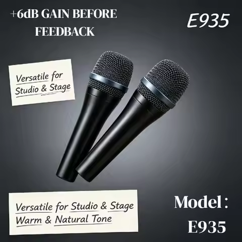 Karaoke Stage Live Singing Studio E935 Handheld Wired Professional Dynamic Cardioid Vocal Mic 2PCS B
