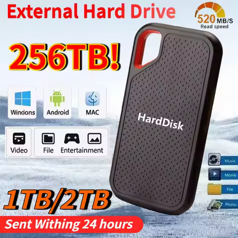 2TB External Hard Drive 1TB Portable SSD 4TB Oringinal Solid-state Drive 128TB Mass Storge Hard Driv