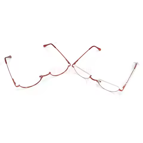 Red half frame oval glasses Cosplay glasses for girl