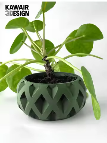 3D Printed Flower Pot Square Rhombus Line Texture Creative Design Eco-Friendly Home Decor macetas pa